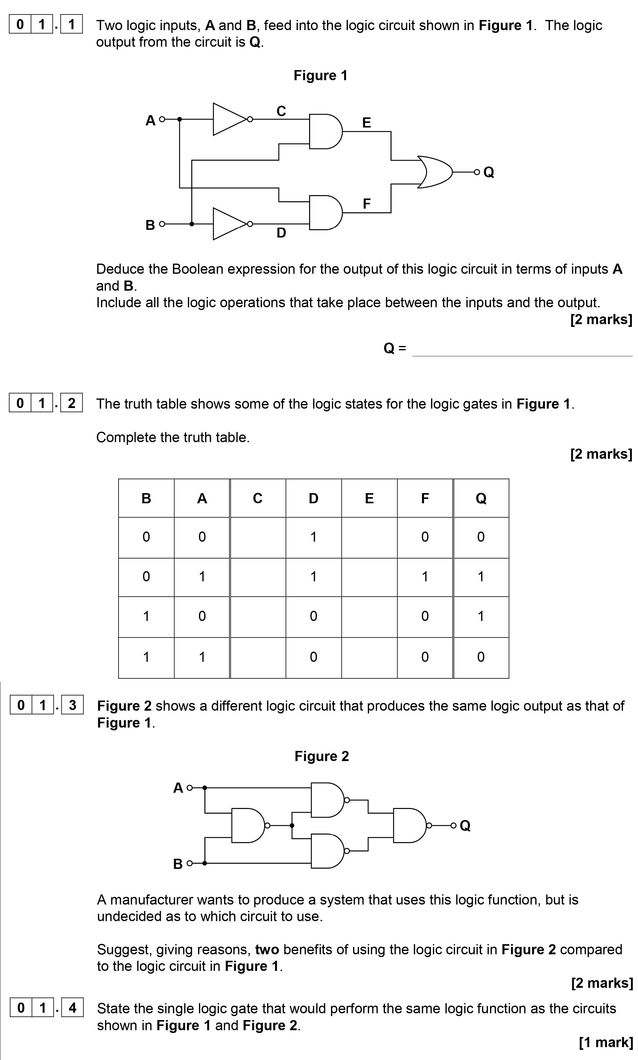 A-Level AQA Physics Current–Voltage Characteristics: Two logic inputs ...