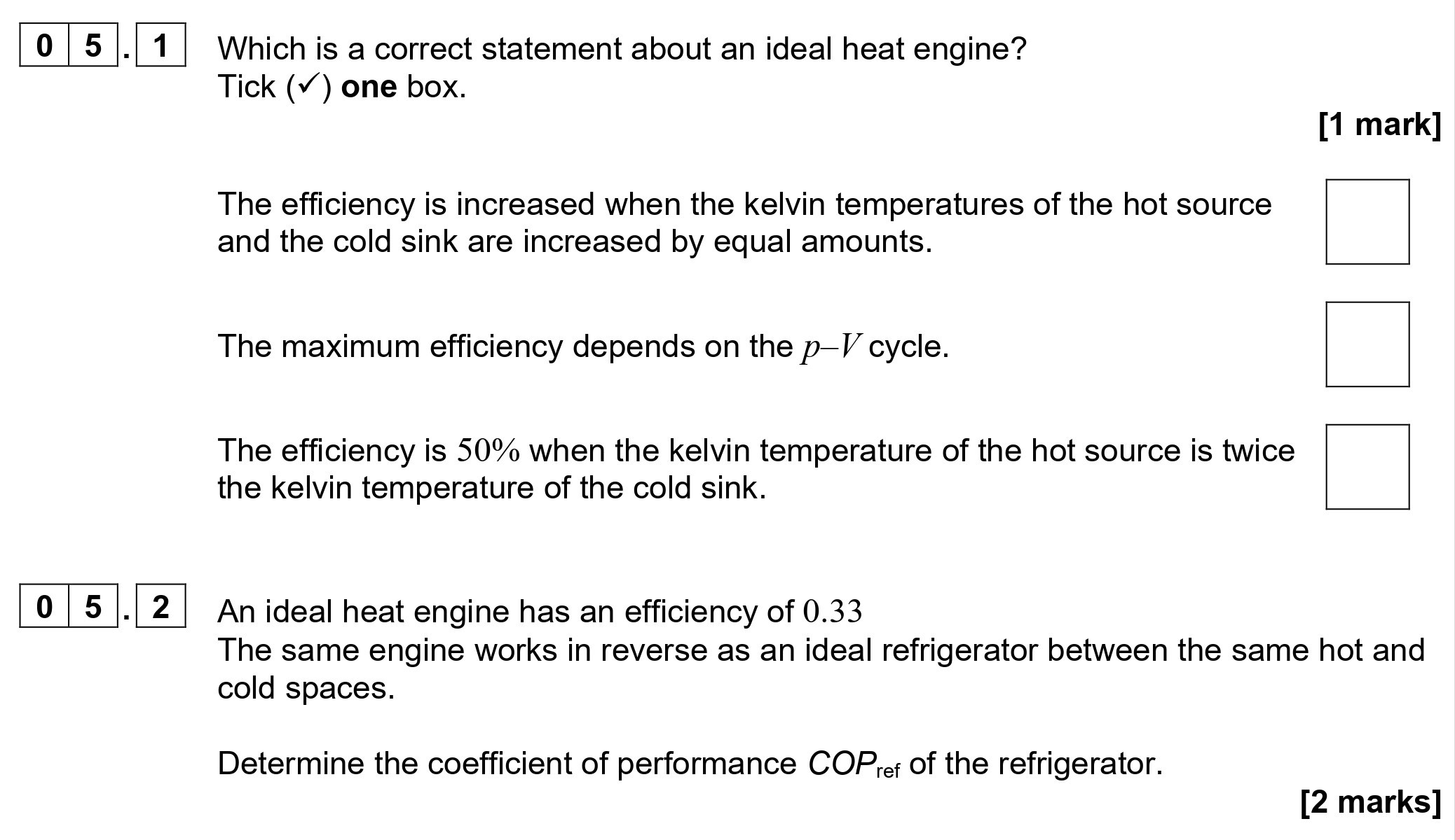 A-Level AQA Physics Thermal Energy Transfer: Which is a correct ...