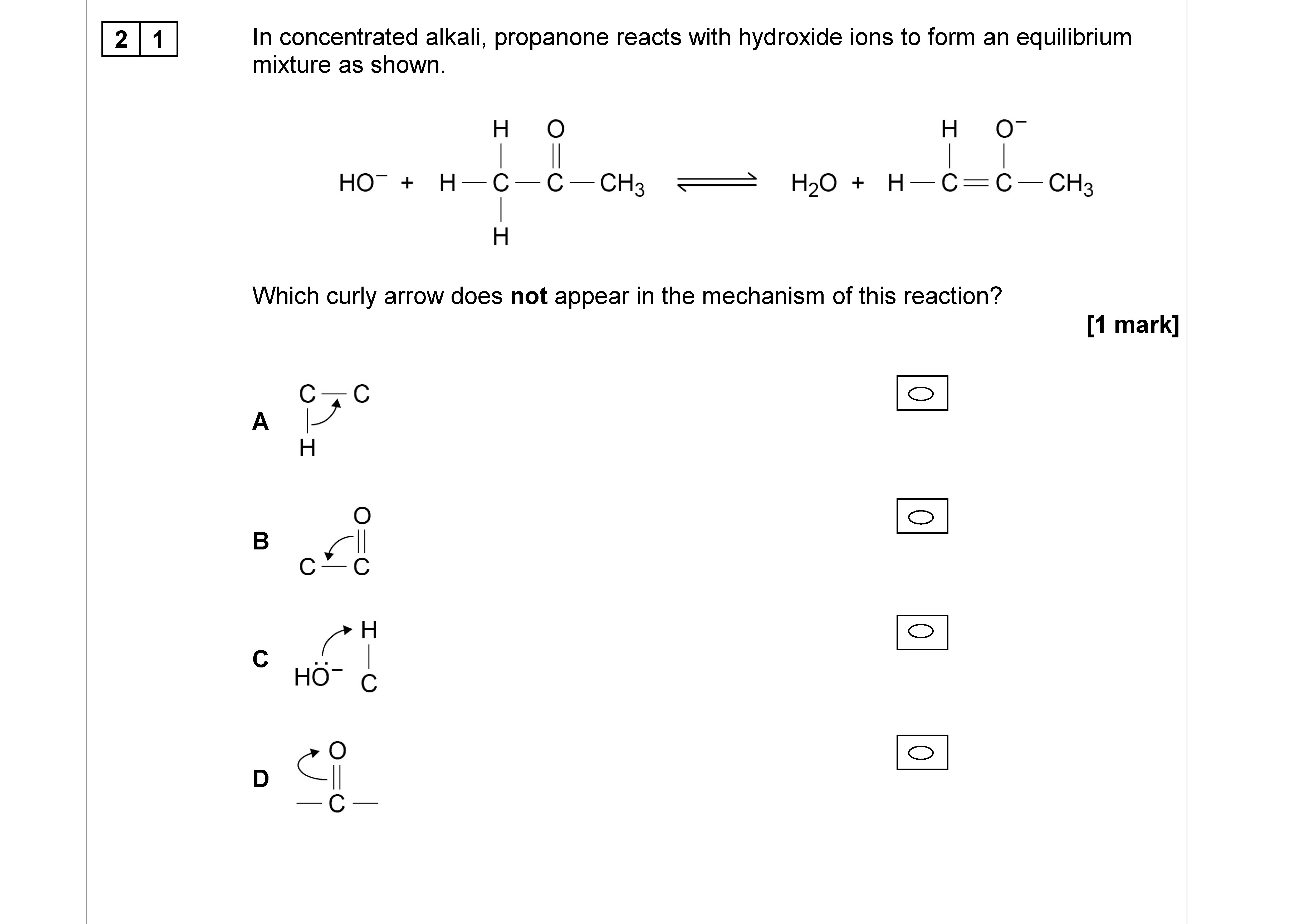 In-concentrated-alkali,-propanone-reacts-with-hydroxide-ions-to-form-an-equilibrium-mixture-as-shown-AQA-A-Level Chemistry-Question 21-2017-Paper 3.png