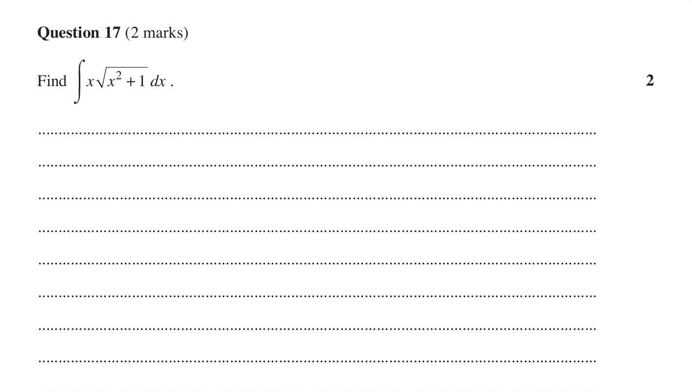Find-\(-\int-\sqrt{x^2-+-1}-\,-dx-\),-HSC-SSCE Mathematics Advanced-Question 17-2023-Paper 1.png