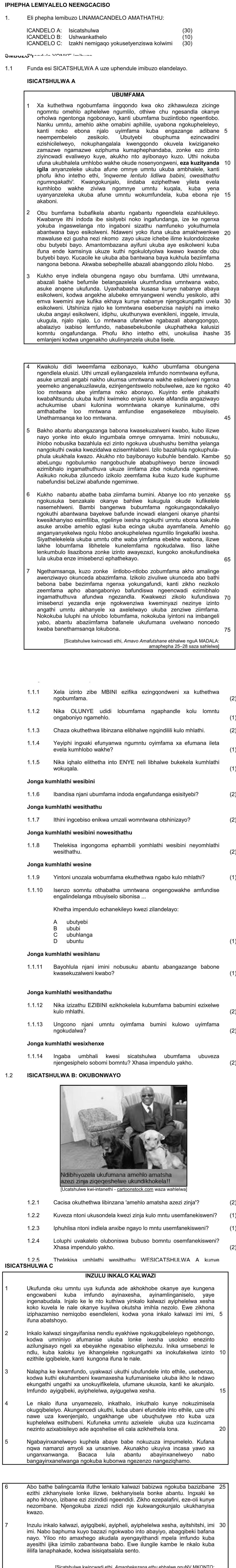 1.1.1-Ngumuntu-omehlo-aphelwe-ngumlilo/Ngumuntu-othiwe-chu-ngesandla/Ngumuntu-orholwa-ngentonga-ngobonayo-NSC IsiXhosa HL-Question 1-2016-Paper 1.png