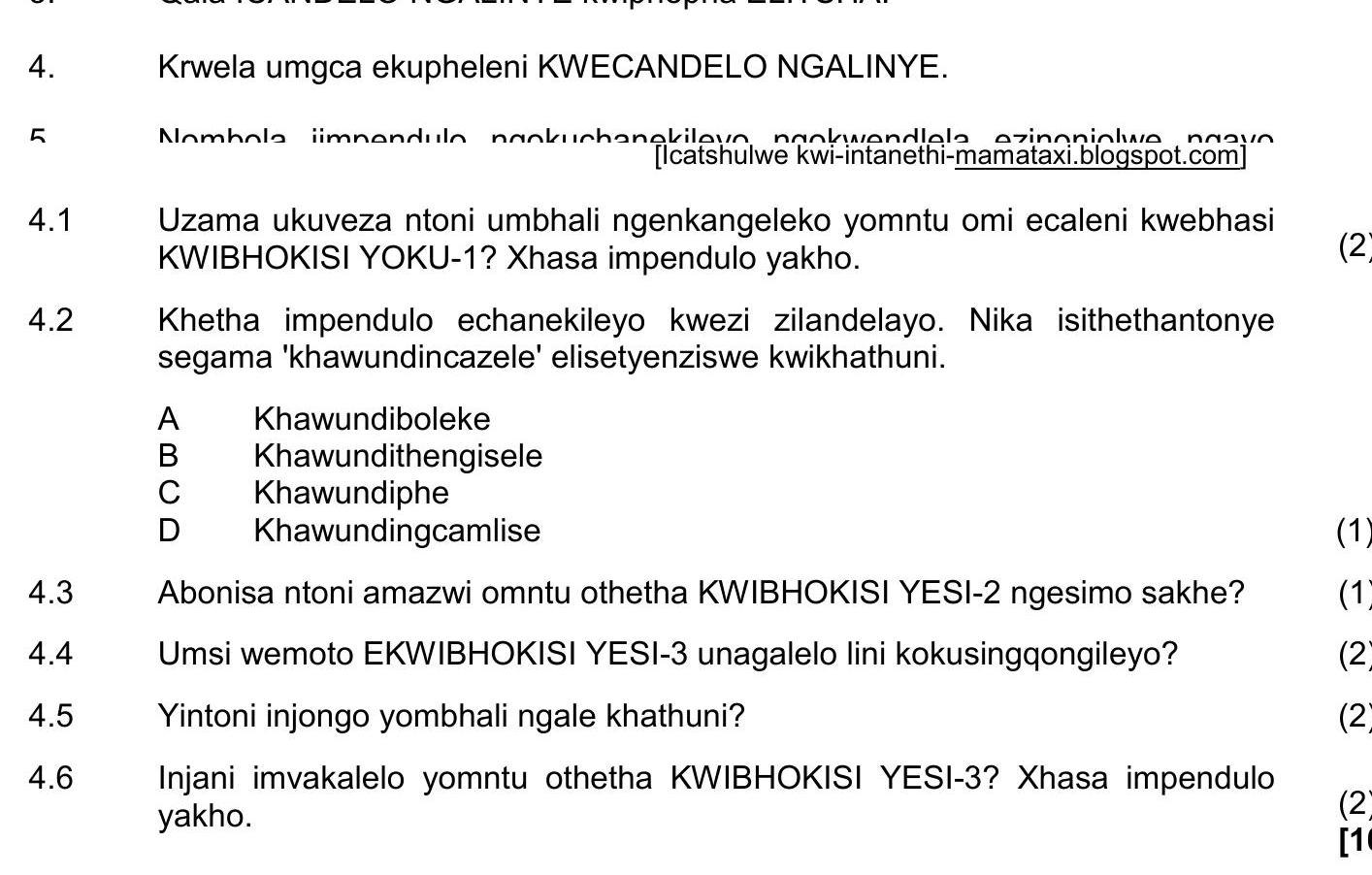 4.1-Uzama-ukuvezatoni-umbhali-ngenkangeleko-yombumi-ocela-kwiCebhasi-KWI-BHOKISI-YOKU-1?-Xhasa-impendulo-yakho-NSC IsiXhosa HL-Question 4-2016-Paper 1.png