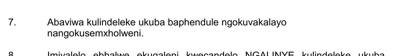 Abaviwa-kulindeleke-ukuba-baphendule-ngokuvakalayo-nangokusemxholweni-NSC IsiXhosa HL-Question 7-2016-Paper 2.png