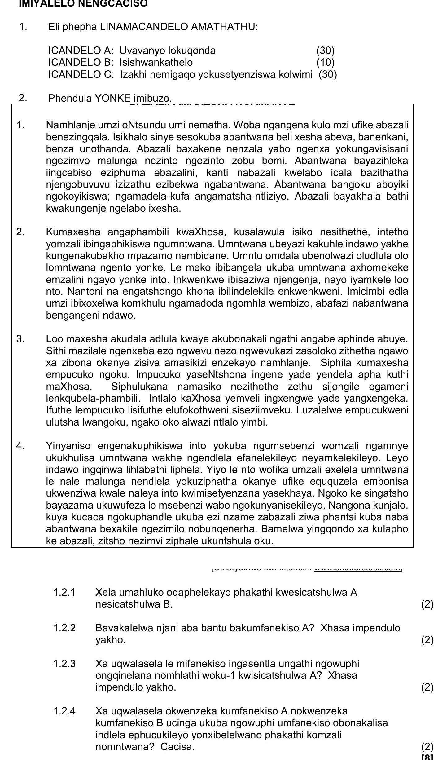Namhlanje-umzi-oNtsundu-ume-nematha-NSC IsiXhosa HL-Question 1-2017-Paper 1.png