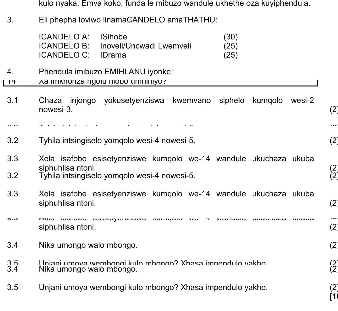 Phendula-imisebenzi-emihlanu:--A-NSC IsiXhosa HL-Question 3-2018-Paper 2.png