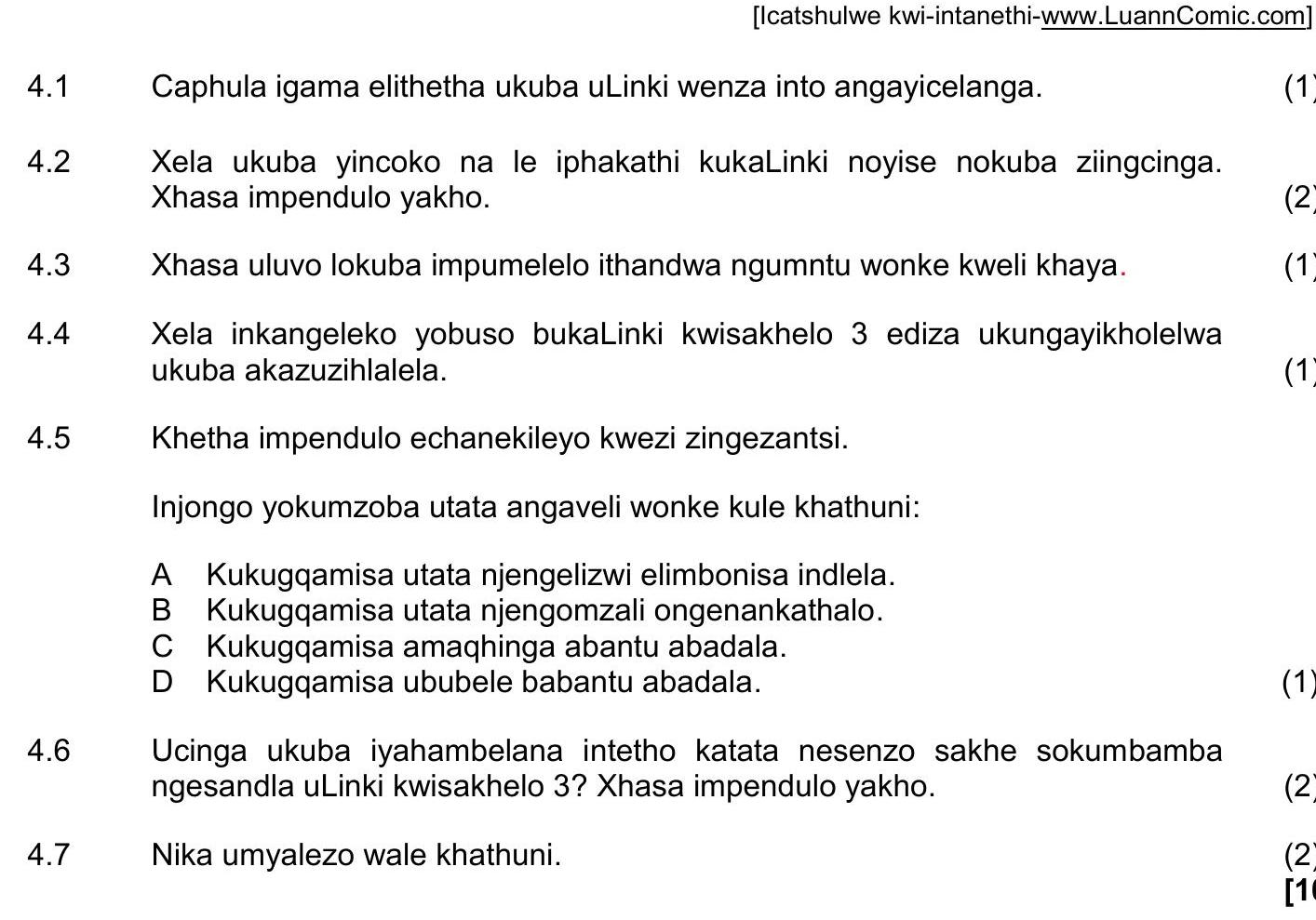 Caphula-igama-elihethetha-ukuba-uLinki-wenza-into-angayicelanga-NSC IsiXhosa HL-Question 4-2021-Paper 1.png