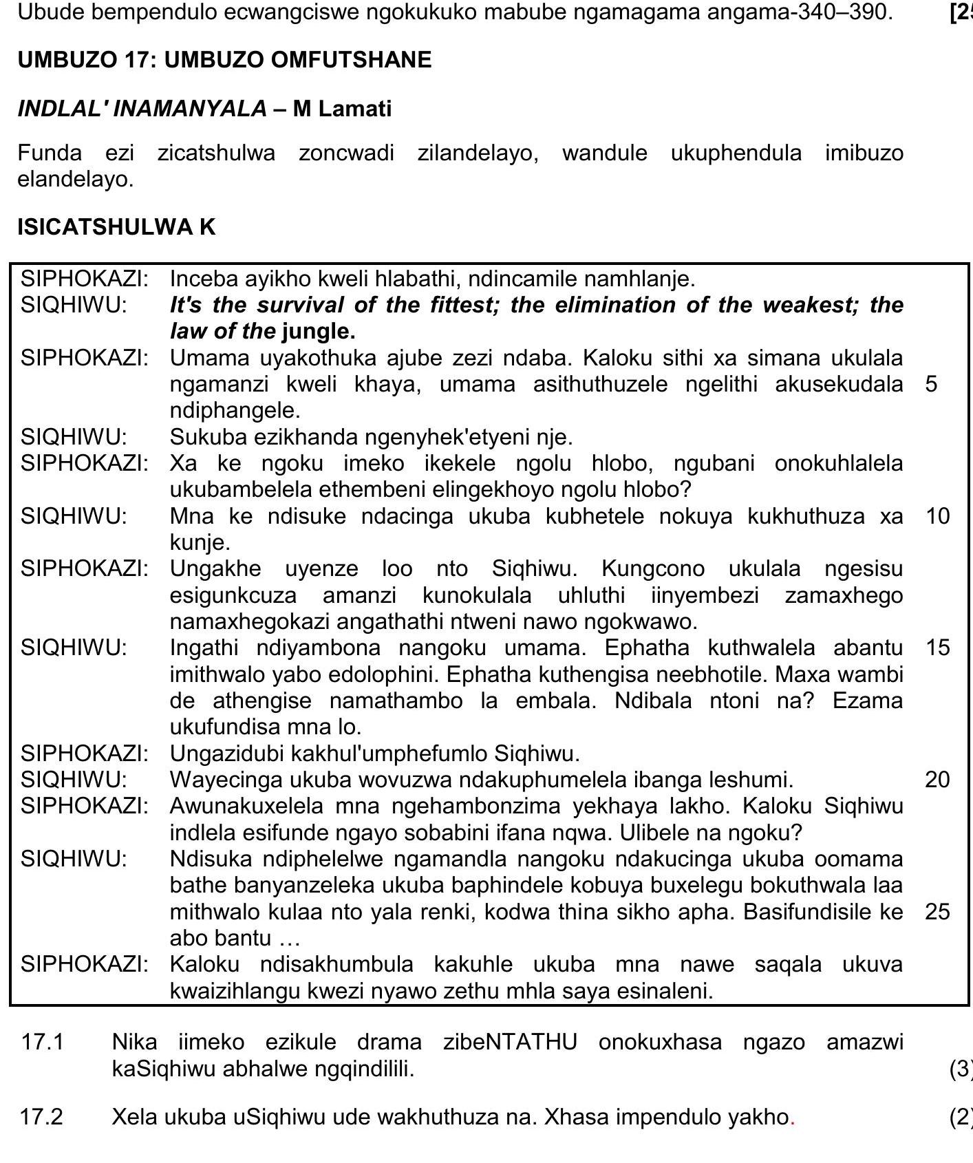 UBUDE-BEMPENDULI-ECWANGISWE-NGOKUKUKU-MABUBE-NGAMAGAMA-ANGA--340–390-NSC IsiXhosa HL-Question 17-2021-Paper 2.png