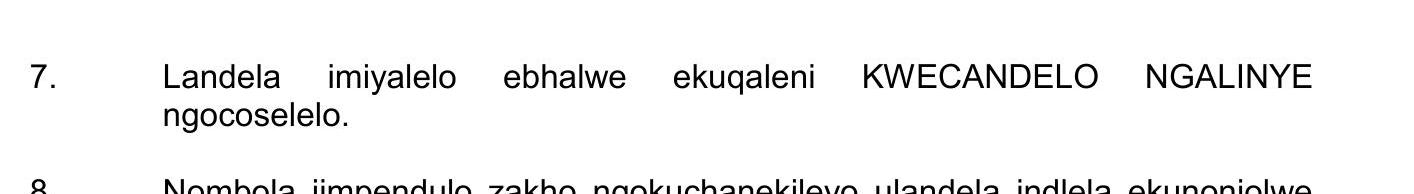 Landela-imiyalelo-ebalwe-ekuqaleni-KWE-CANDELO-NGALINYE-ngocoselelo-NSC IsiXhosa HL-Question 7-2022-Paper 2.png