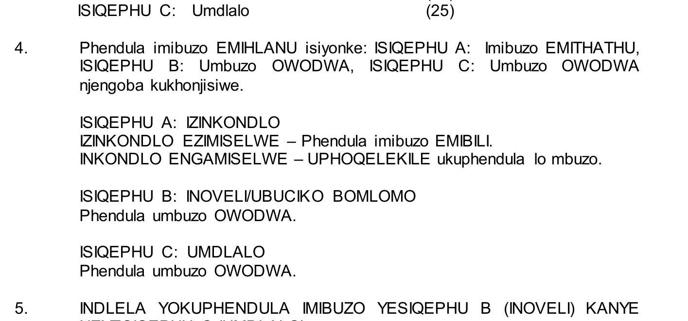 Phendula-imibuzo-EMHLANU-isiyonk:-ISIQEPHU-A:-Imibuzo-EMITHATHU,-ISIQEPHU-B:-Umbuzo-OWODWA,-ISIQEPHU-C:-Umbuzo-OWODWA-njengoba-kukhonjiswe-NSC IsiZulu HL-Question 4-2017-Paper 2.png