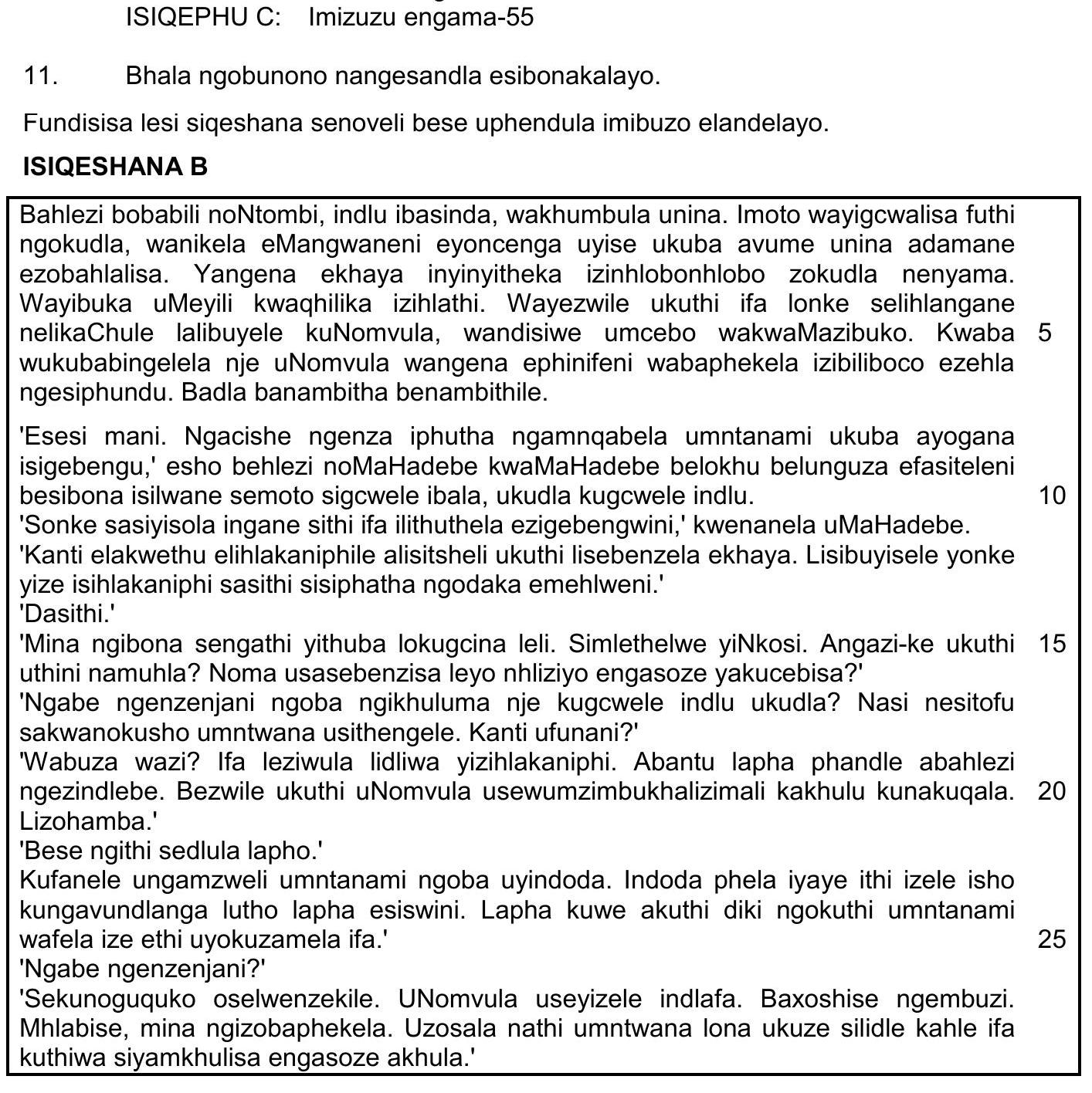 Bhala-nogubono-nangensandla-esibonakalayo-NSC IsiZulu HL-Question 11-2017-Paper 2.png