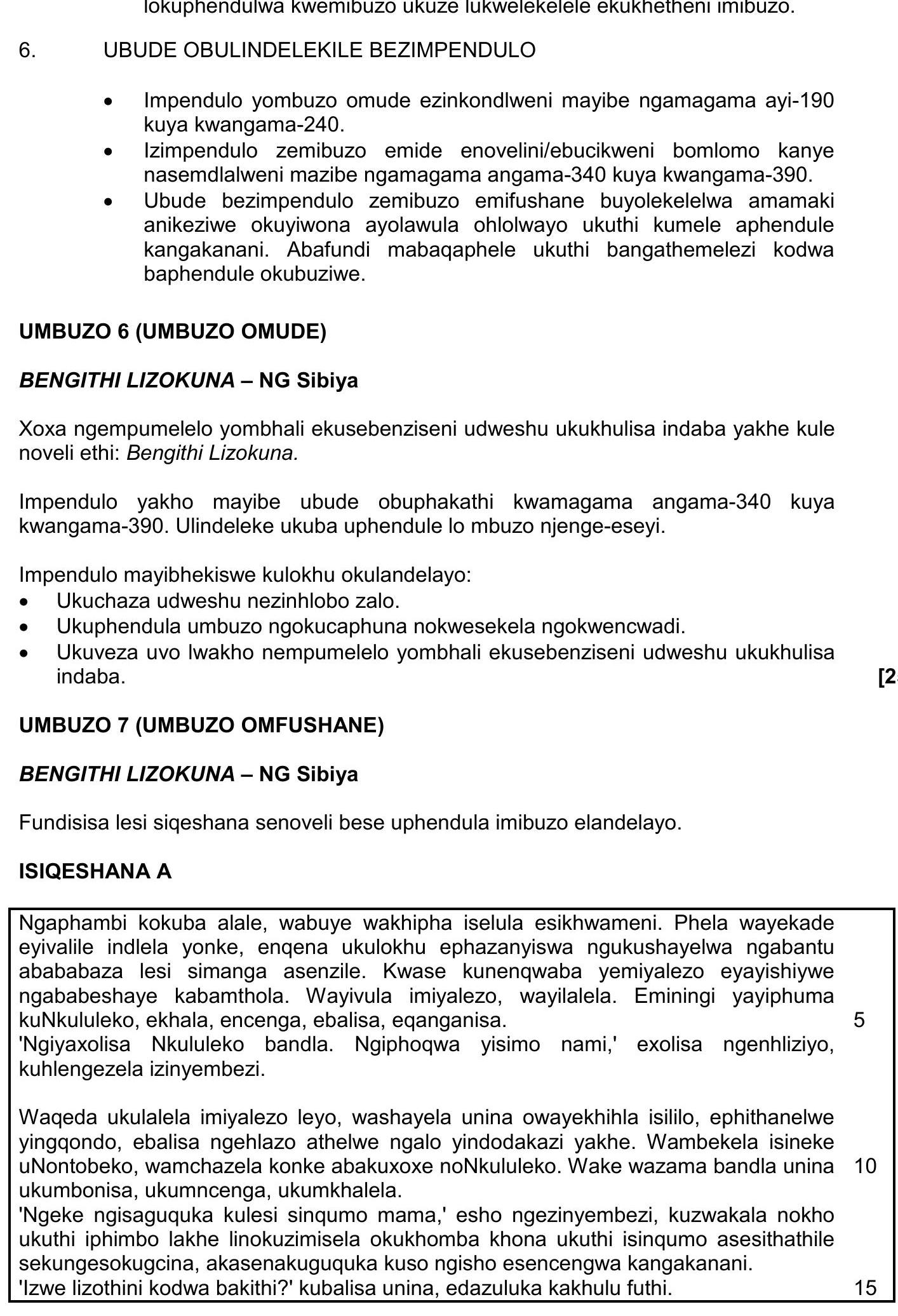 UBUDE-OBULINDEKILE-BEZIMPENDULO----Impendulo-yombuzo-omude-ezinkolweni-mayibe-ngamagama-ayi-190-kuya-kwangama-240-NSC IsiZulu HL-Question 6-2017-Paper 2.png
