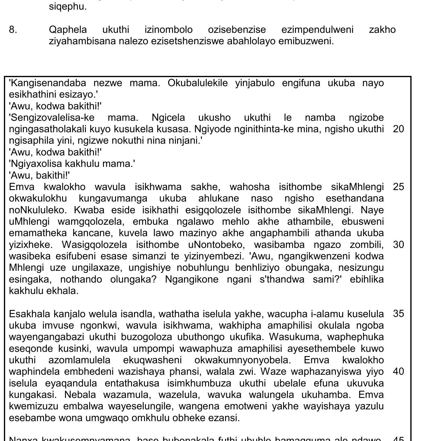 'Kangisenandaba-nezwe-mama-NSC IsiZulu HL-Question 8-2017-Paper 2.png