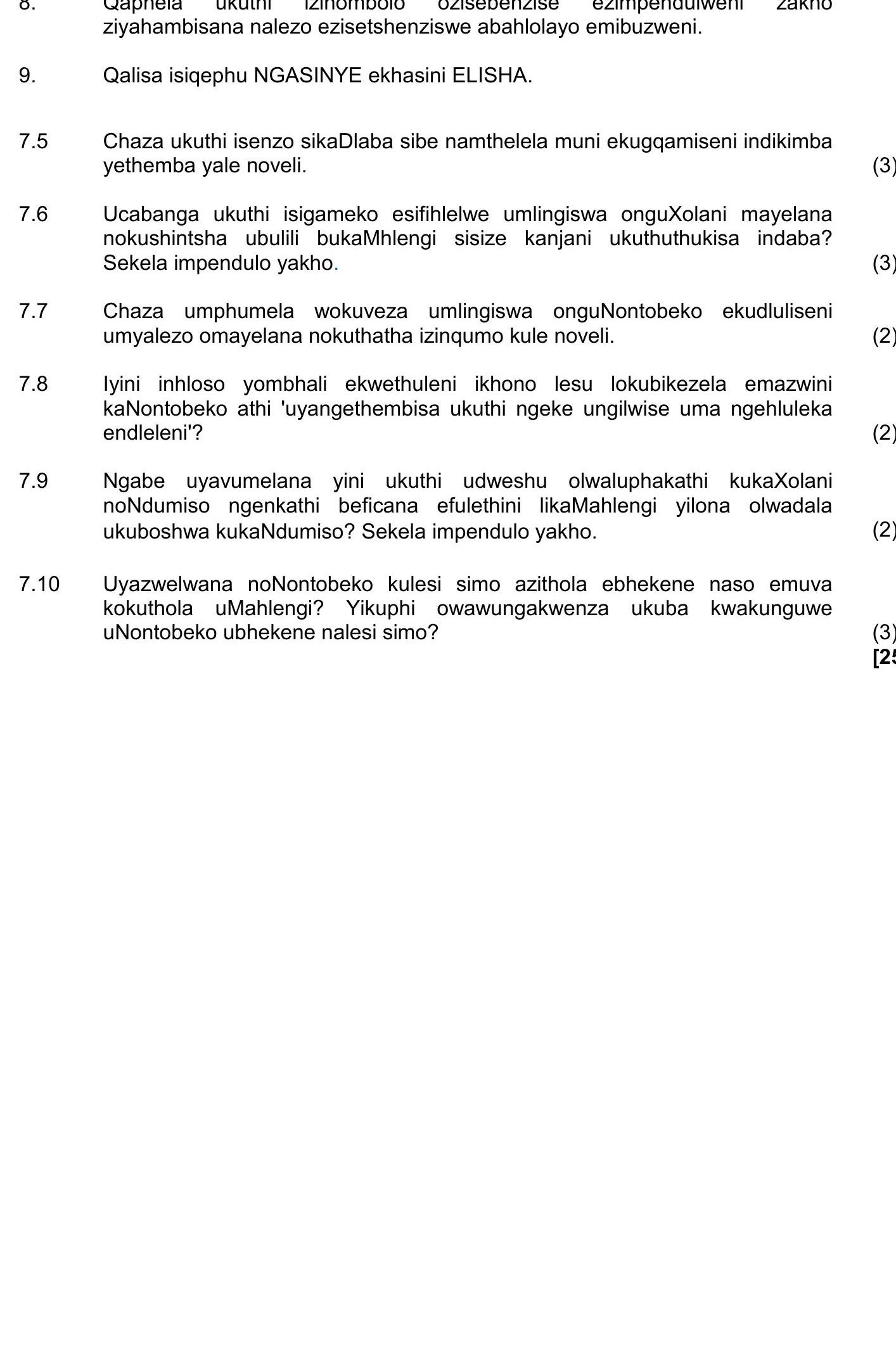 Chaza-ukuthi-isenzo-sikaDlaba-sibenamthelela-muni-ekugqamiseni-indikimba-yethemba-yale-noveli-NSC IsiZulu HL-Question 9-2017-Paper 2.png