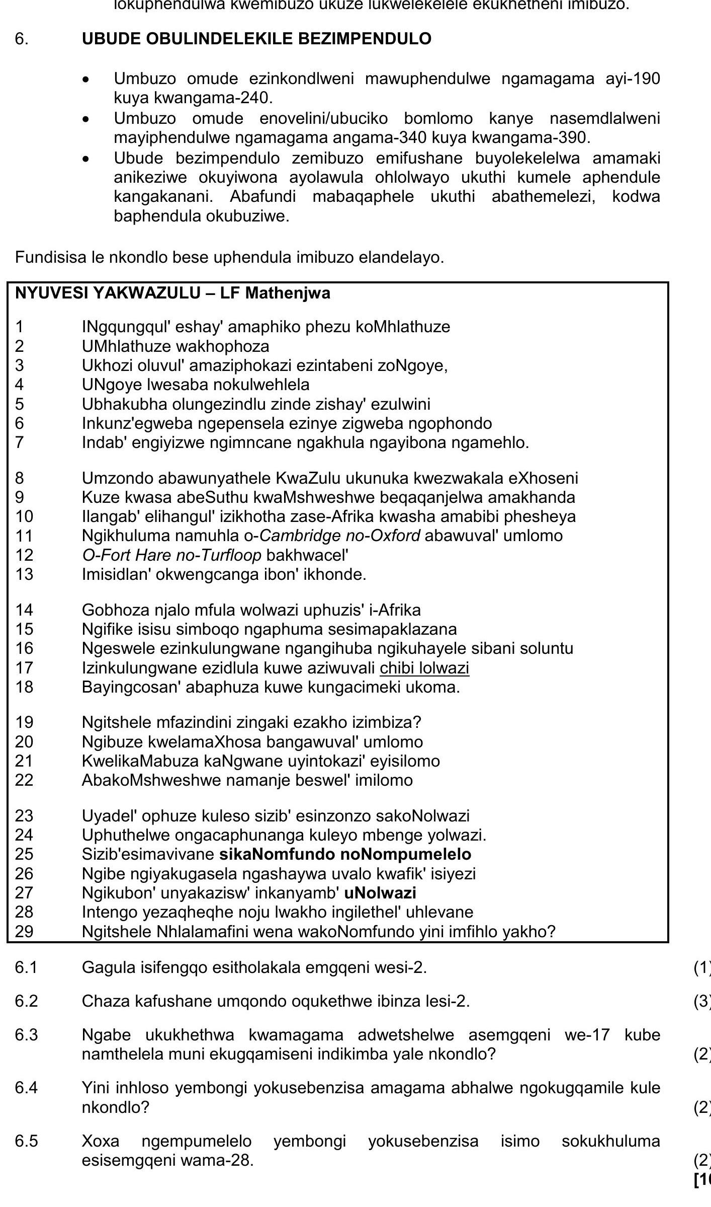 UBUDE-OBULINDELEKILE-BEZIMPENDULO----Umbuzo-omude-ezezkondweni-mawuphendulwe-ngama-gama-ayi-190-kuya-kwangama-240-NSC IsiZulu HL-Question 6-2018-Paper 2.png