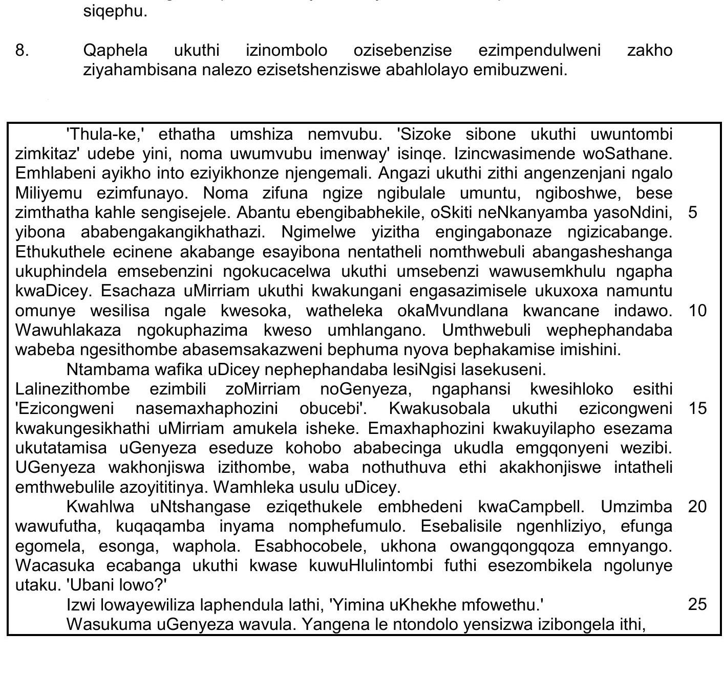 'Thula-ke,'-ethathe-umsizwa-nemvubu-NSC IsiZulu HL-Question 8-2018-Paper 2.png