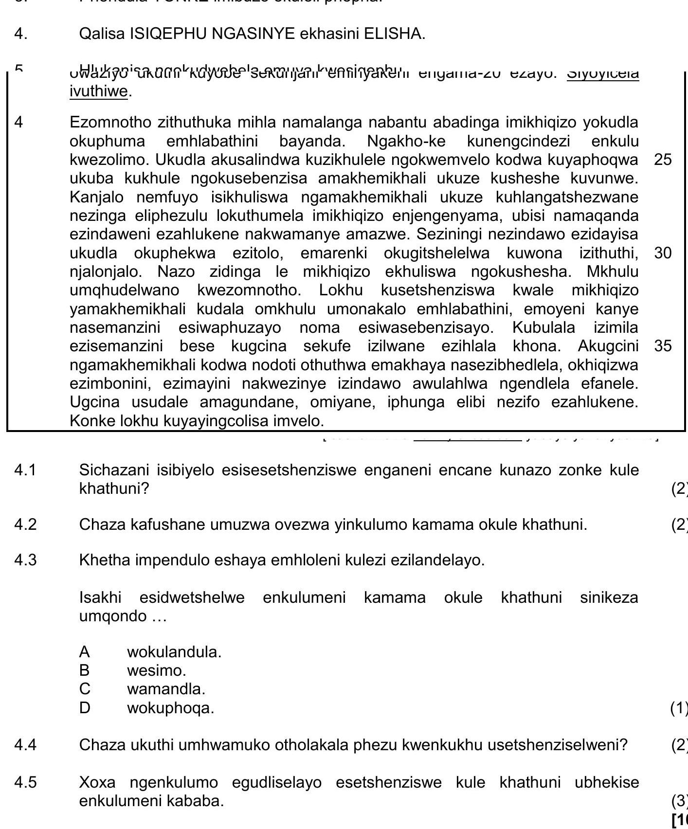 Qalisa-ISIQEPHU-NGASINYENI-elihashumi-ELISHA-NSC IsiZulu HL-Question 4-2022-Paper 1.png