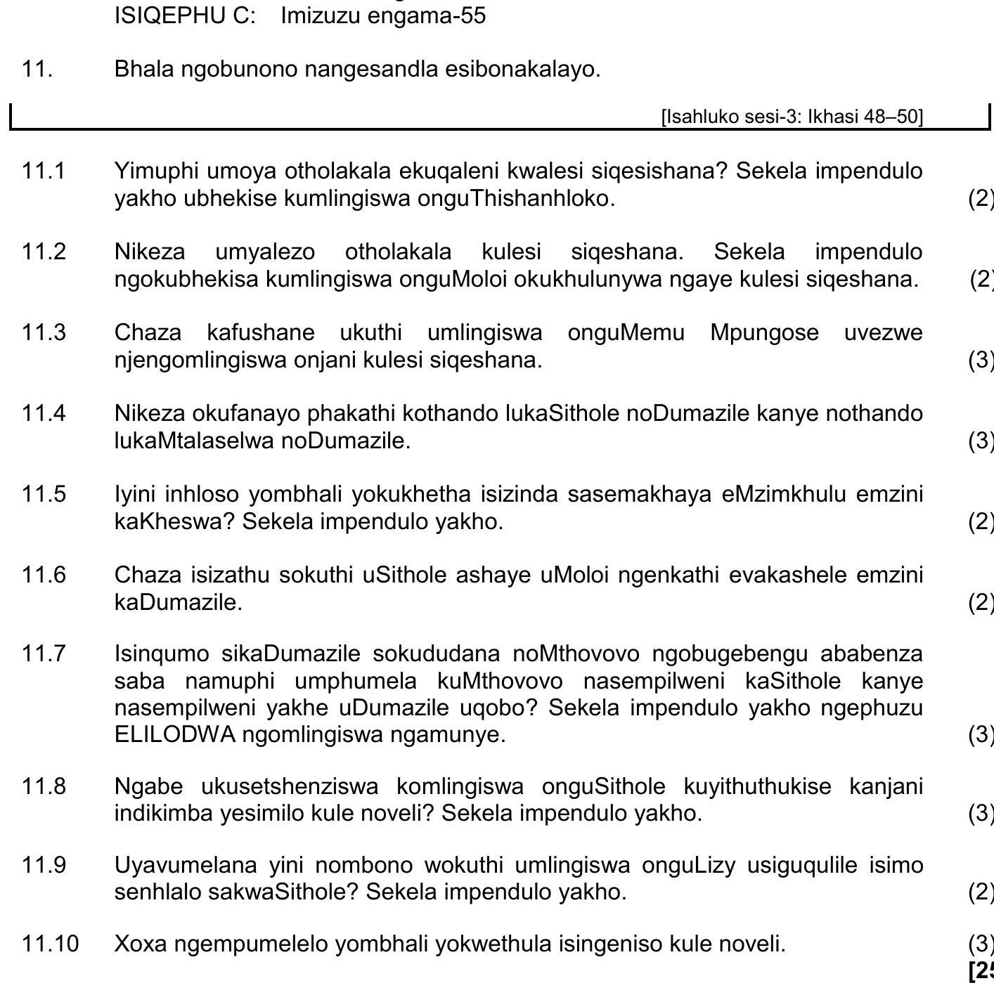 Bhala-ngobunono-rangesandla-esibonakalayo-NSC IsiZulu HL-Question 11-2023-Paper 2.png