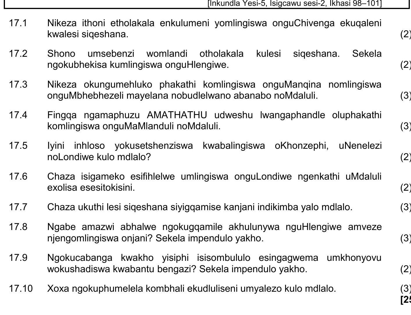Nikeza-ithoni-ethokalala-enkulumeni-yomlingiswa-onguchivenga-ekuqaleni-kwalesi-siqephu-NSC IsiZulu HL-Question 17-2023-Paper 2.png