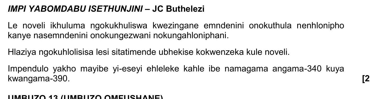IMPI-YABOMDABU-ISETJHUNTJINI-–-JC-Buthelezi-Le-noveli-ikhuluma-ngokukhuliswa-kweziningi-emndenini-onokuthula-nenhlonipho-kanye-nasemndenini-onokungezwani-nokungahloniphani-NSC IsiZulu HL-Question 12-2023-Paper 2.png