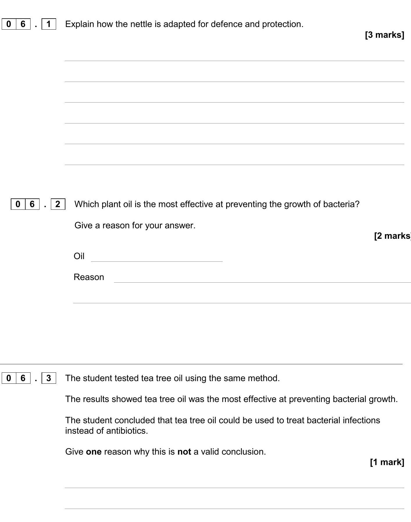 06.1-Explain-how-the-nettle-is-adapted-for-defence-and-protection-AQA-GCSE Biology-Question 6-2018-Paper 1.png