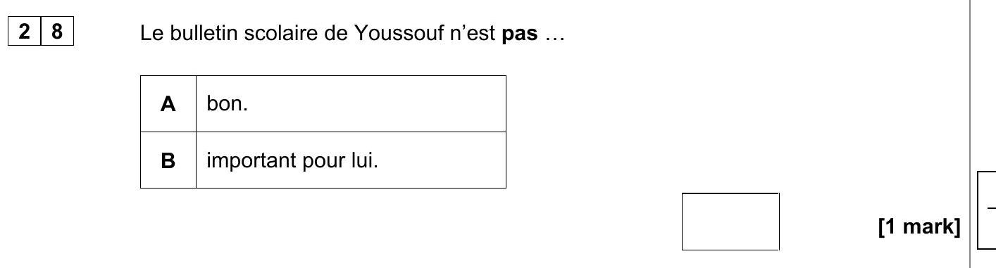 Le-bulletin-scolaire-de-Youssouf-n'est-pas-..-AQA-GCSE French-Question 28-2021-Paper 1.png