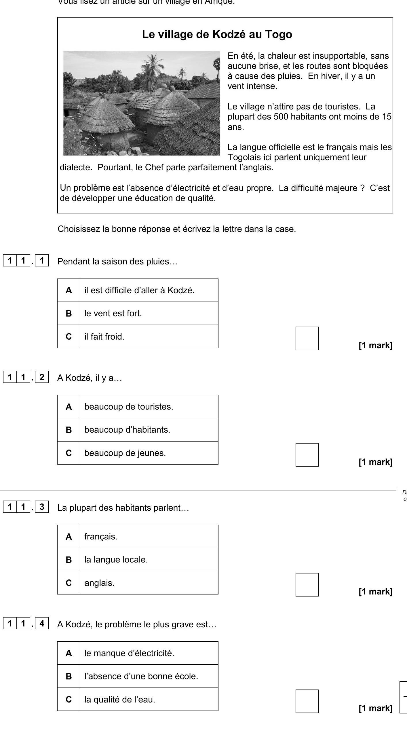 Pendant-la-saison-des-pluies..-AQA-GCSE French-Question 11-2020-Paper 1.png