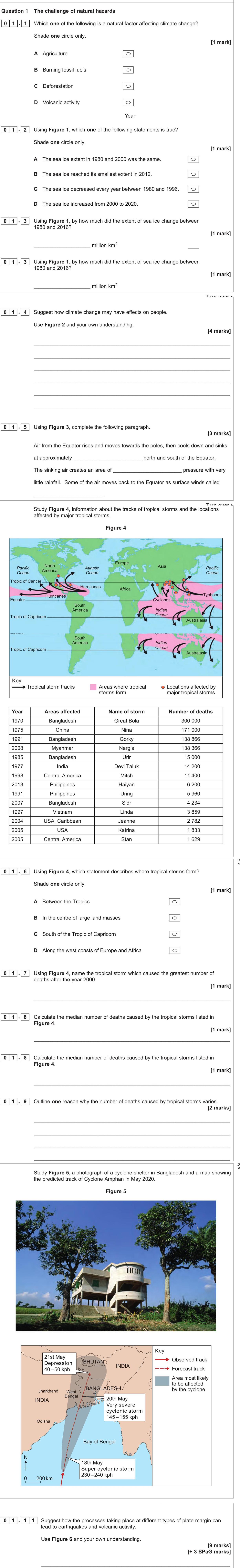 Gcse Aqa Geography 1 4 Climate Change The Challenge Of Natural Hazards