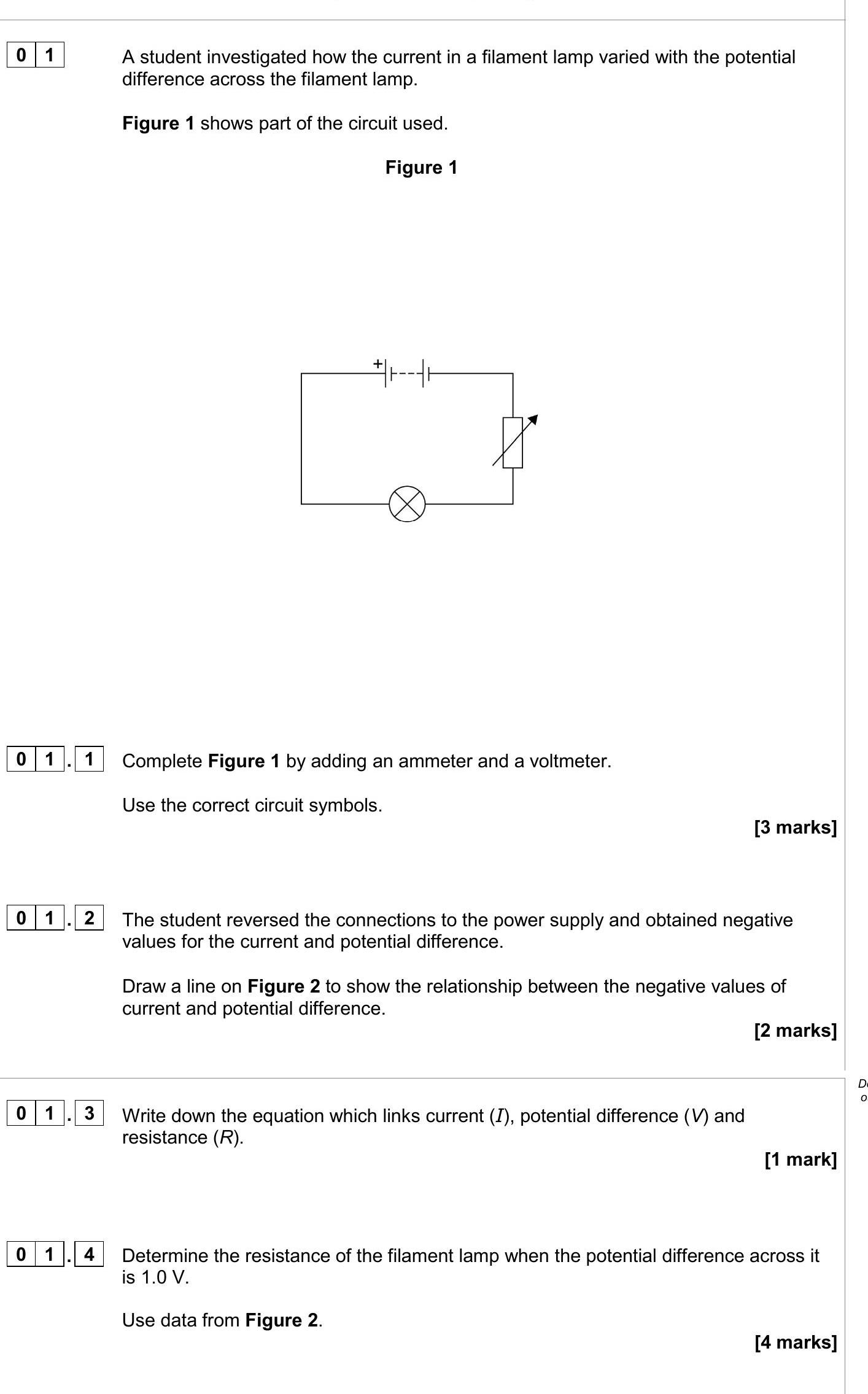 A-student-investigated-how-the-current-in-a-filament-lamp-varied-with-the-potential-difference-across-the-filament-lamp-AQA-GCSE Physics-Question 1-2020-Paper 1.png
