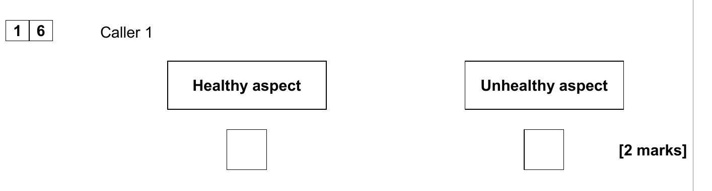 Caller-1-Healthy-aspect--Unhealthy-aspect--AQA-GCSE Spanish-Question 16-2020-Paper 1.png