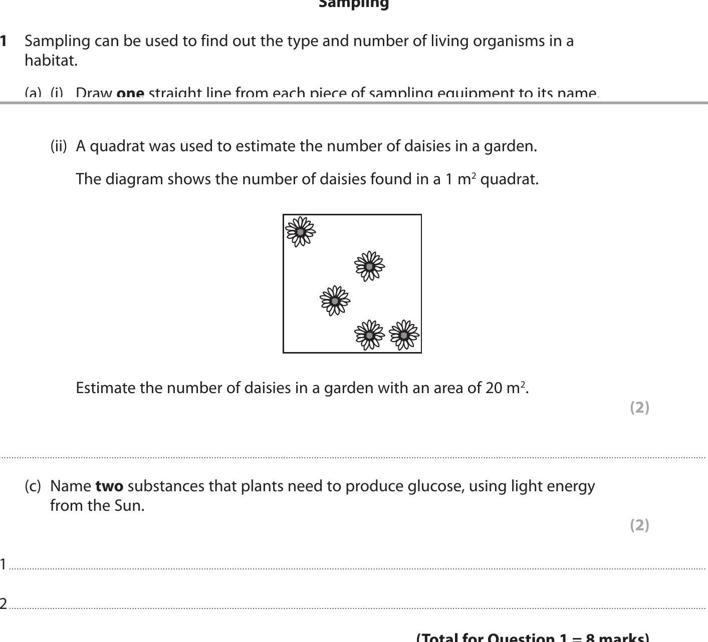 GCSE Edexcel Biology Investigating ecosystems: Sampling can be used to ...