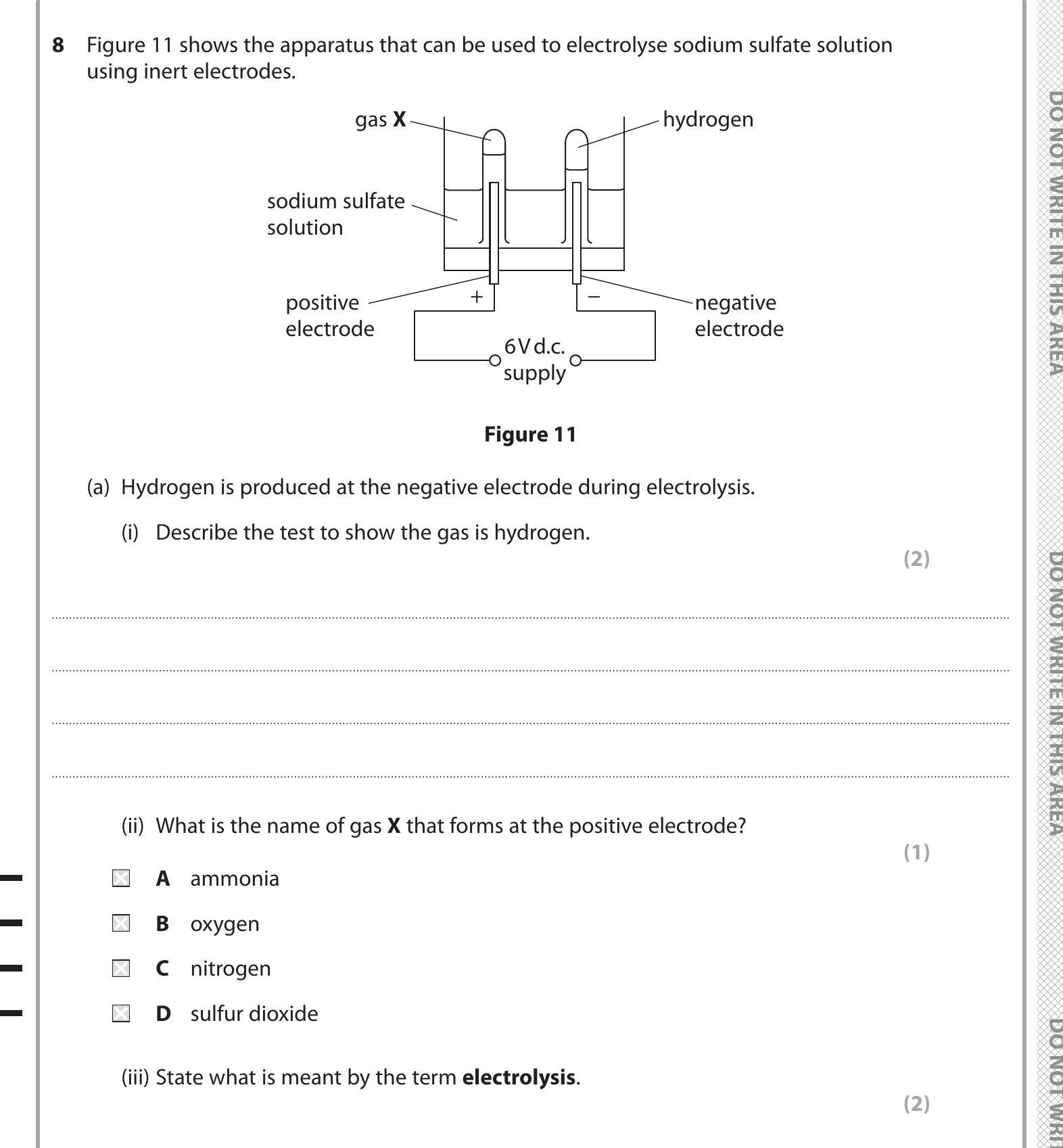 Winert Electrode Example GCSE Edexcel Chemistry The Process of Electrolysis: Figure 11 shows the ...