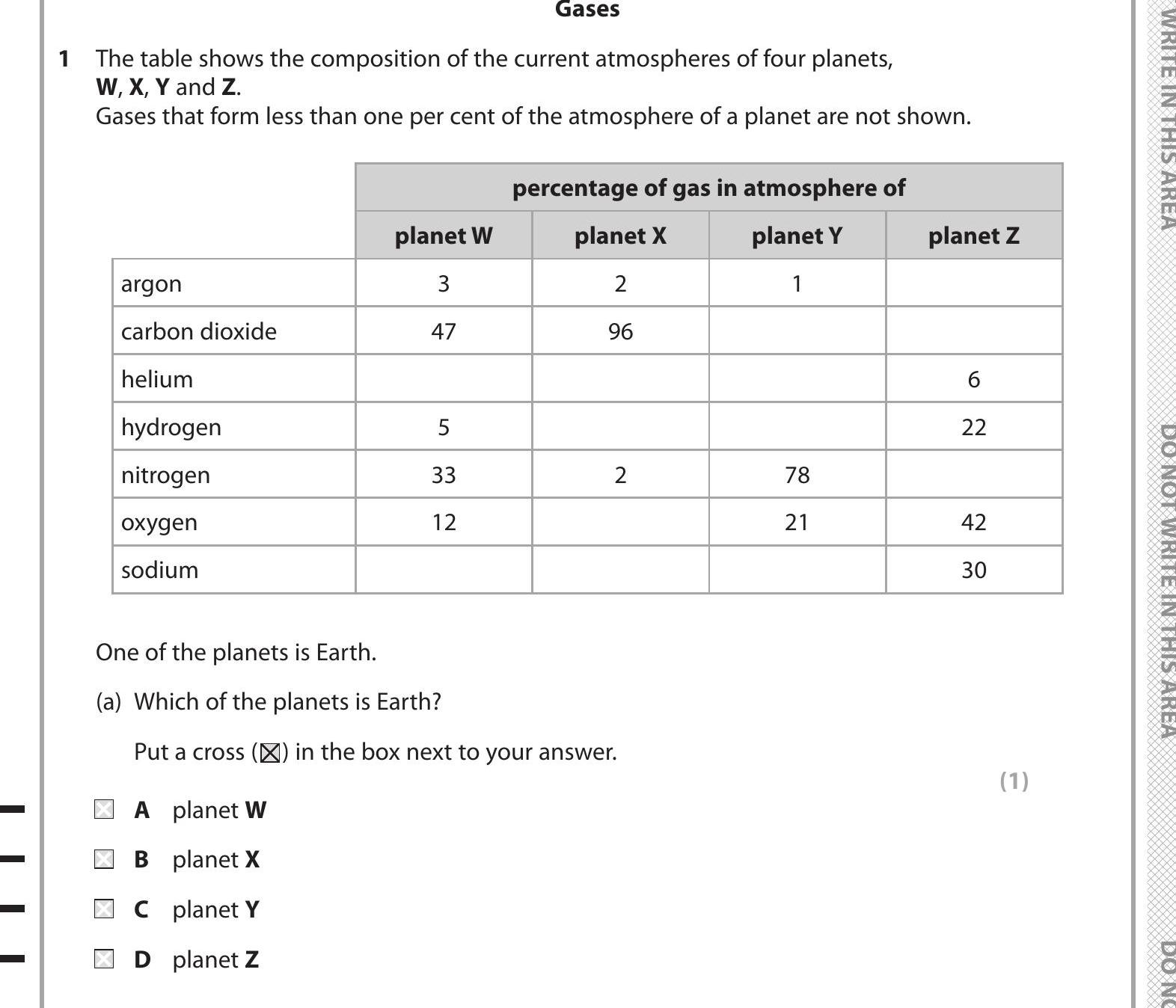GCSE Edexcel Chemistry Identifying gases: The table shows the composition