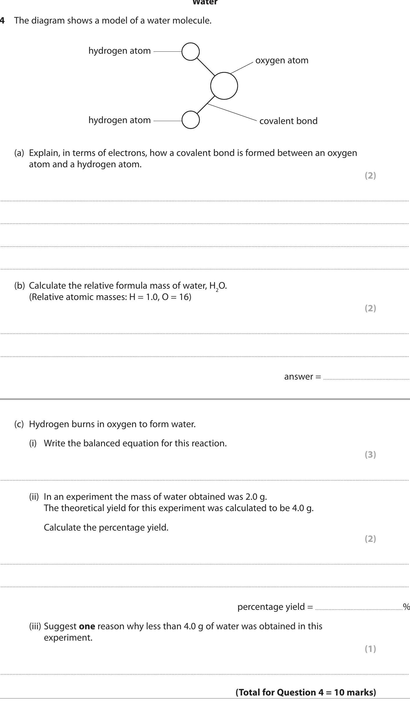 The-diagram-shows-a-model-of-a-water-molecule-Edexcel-GCSE Chemistry-Question 4-2012-Paper 1.png