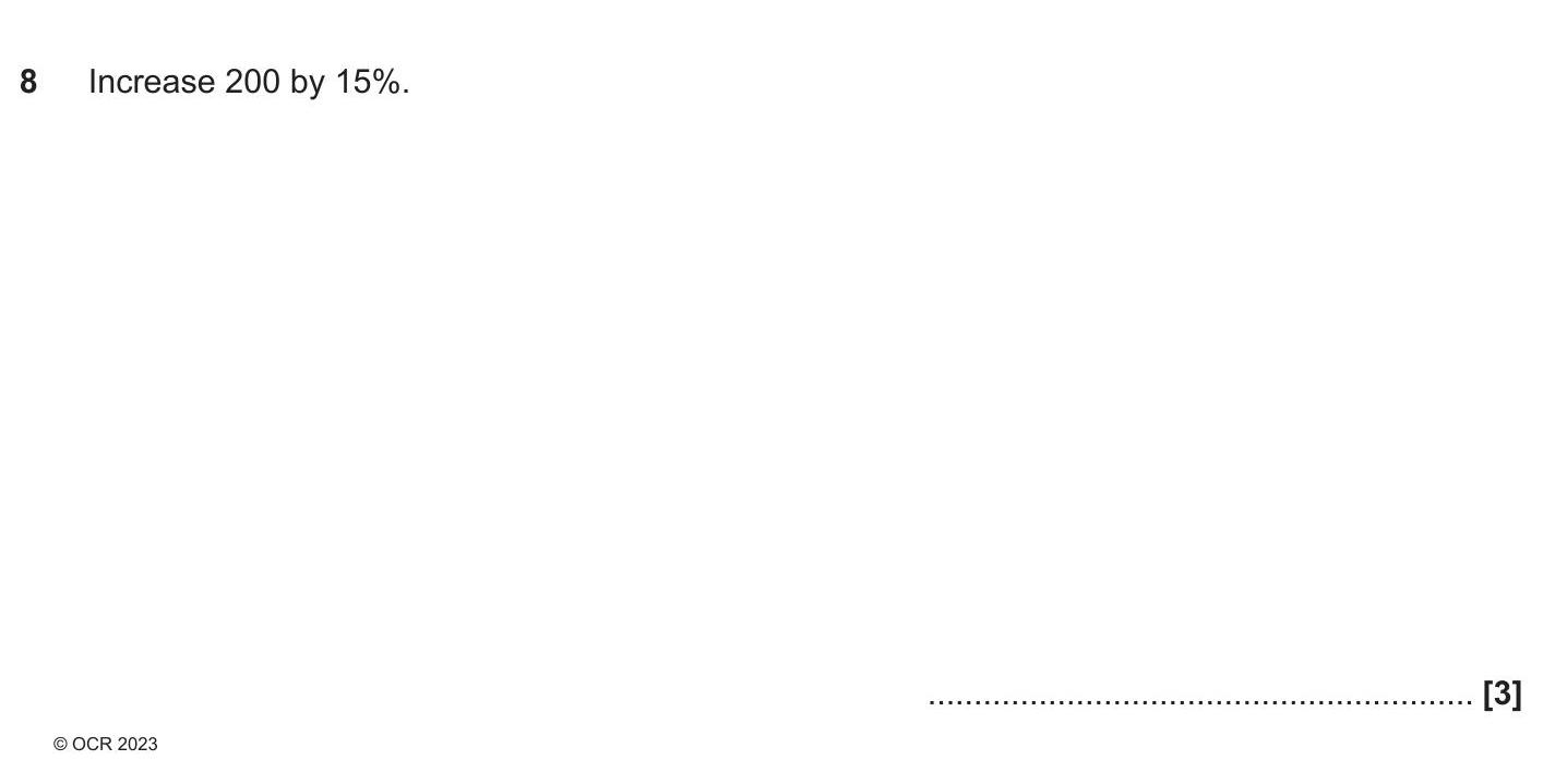 Increase-200-by-15%.-OCR-GCSE Maths-Question 8-2023-Paper 2.png