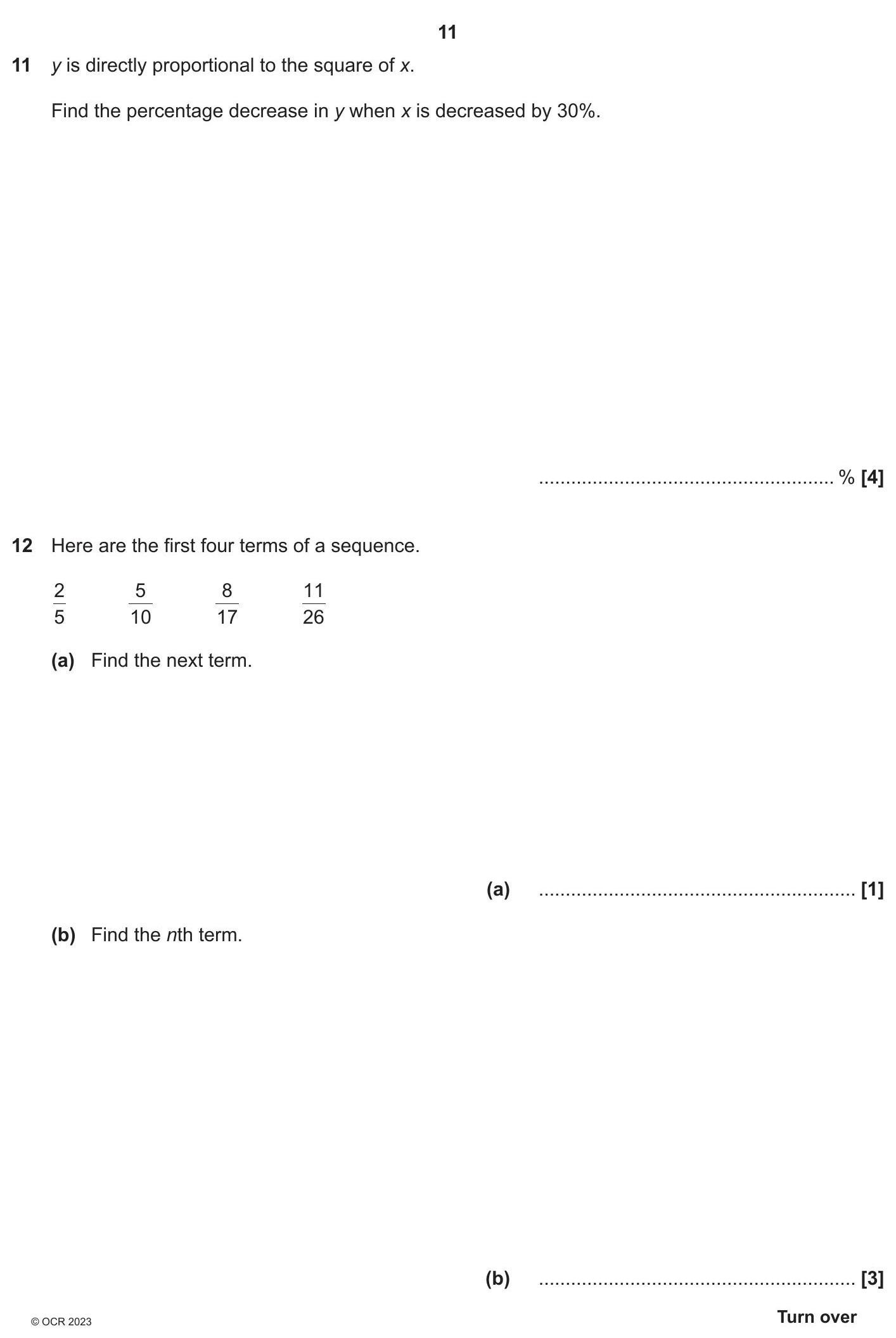 y-is-directly-proportional-to-the-square-of-x-OCR-GCSE Maths-Question 13-2023-Paper 5.png