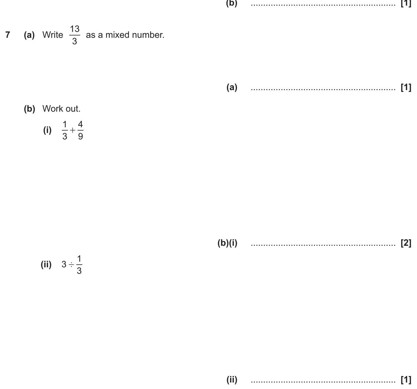 7----(a)-Write-$-rac{13}{3}$-as-a-mixed-number-OCR-GCSE Maths-Question 7-2021-Paper 1.png