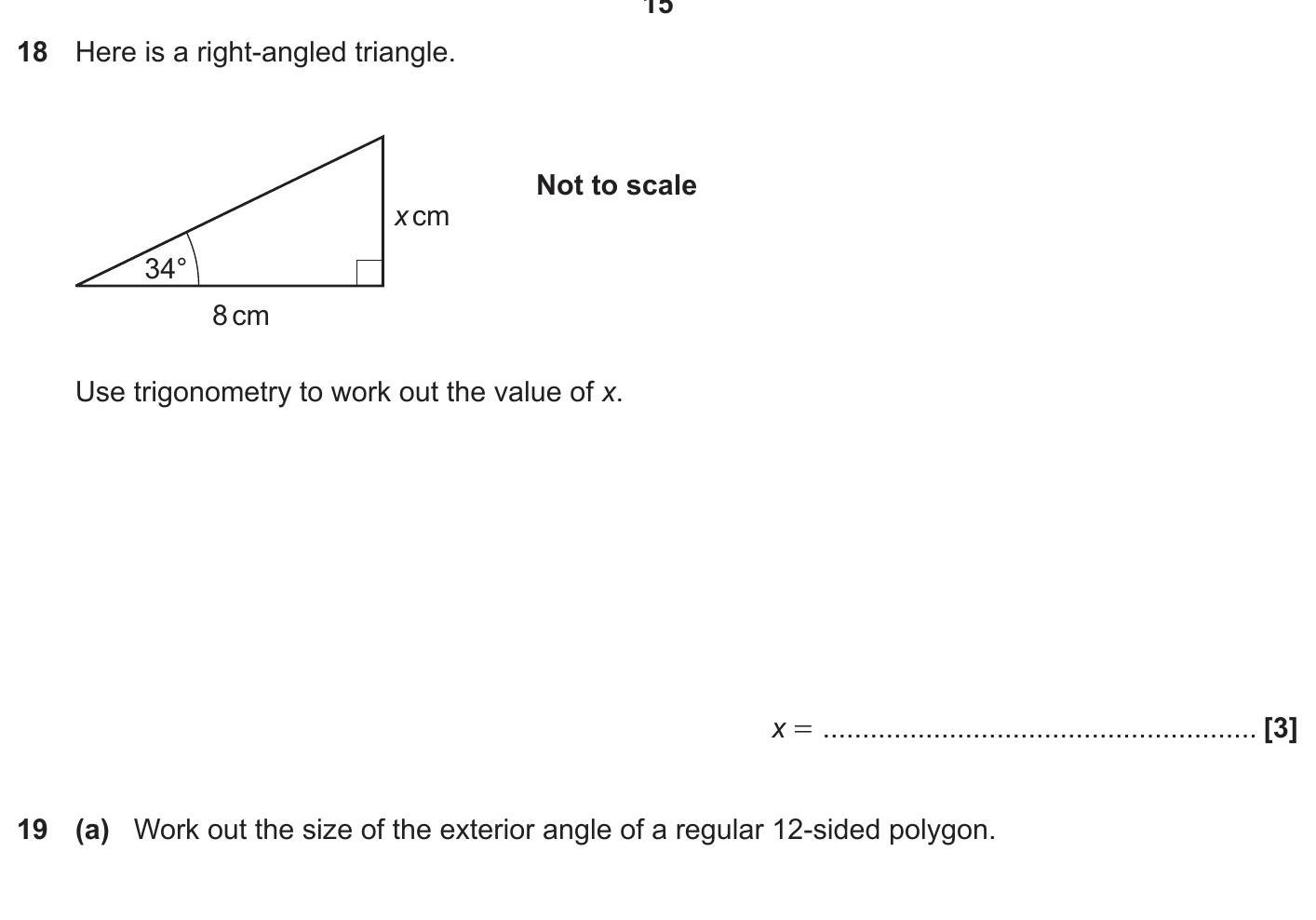 GCSE OCR Maths Angle Facts: Here is a right-angled triangle.