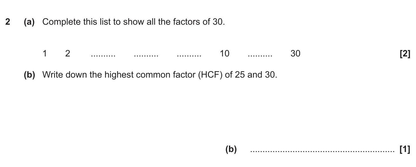 Complete-this-list-to-show-all-the-factors-of-30-OCR-GCSE Maths-Question 2-2019-Paper 1.png
