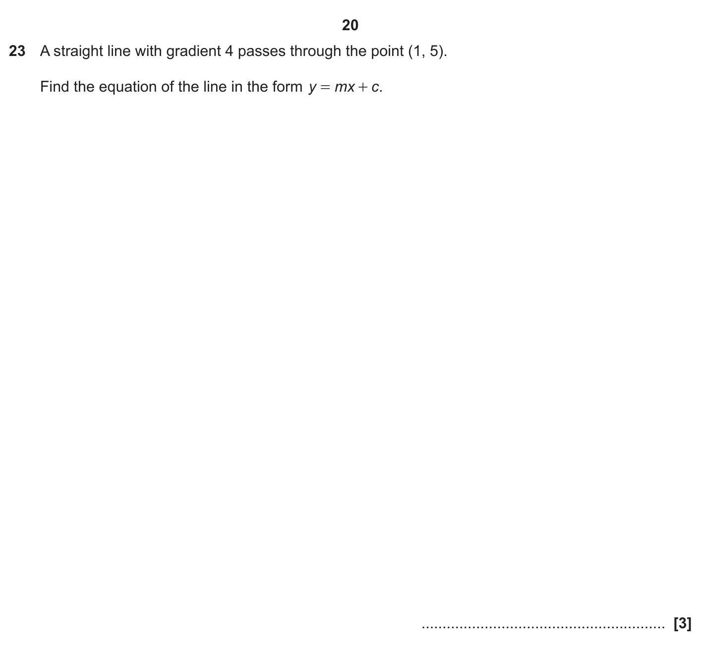 A-straight-line-with-gradient-4-passes-through-the-point-(1,-5)-OCR-GCSE Maths-Question 23-2019-Paper 1.png