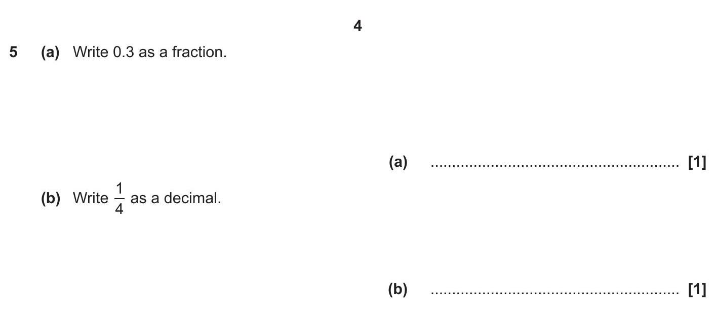 5--(a)-Write-0.3-as-a-fraction-OCR-GCSE Maths-Question 5-2019-Paper 1.png