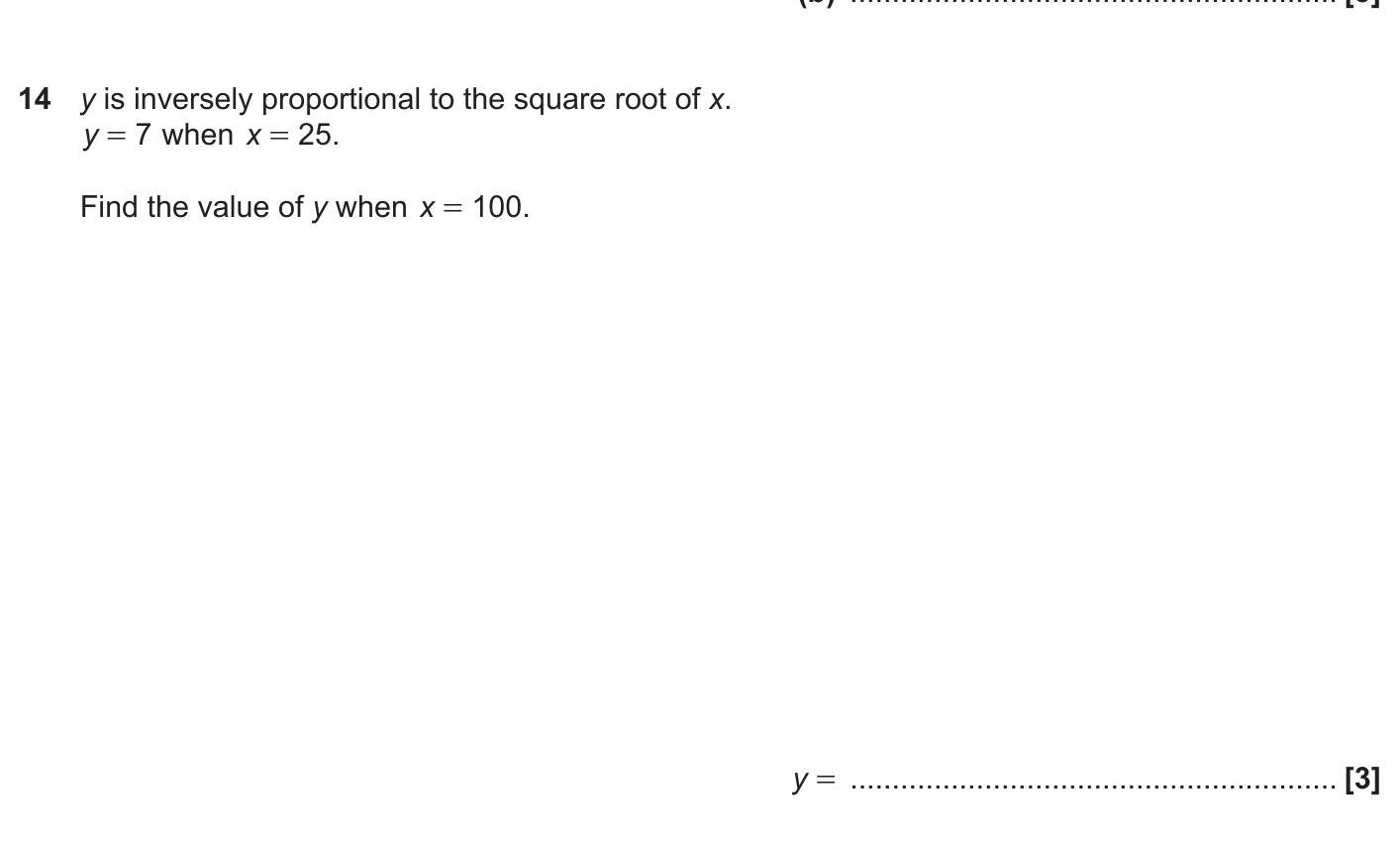 y-is-inversely-proportional-to-the-square-root-of-x-OCR-GCSE Maths-Question 14-2019-Paper 1.png
