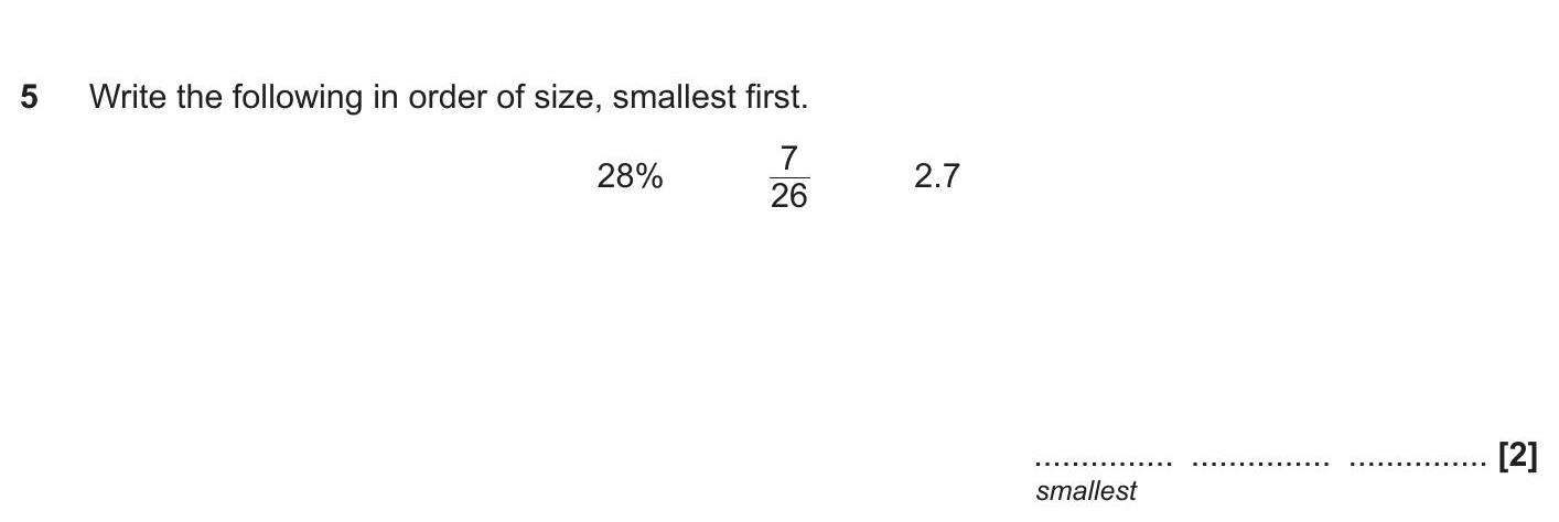 Write-the-following-in-order-of-size,-smallest-first-OCR-GCSE Maths-Question 5-2017-Paper 1.png