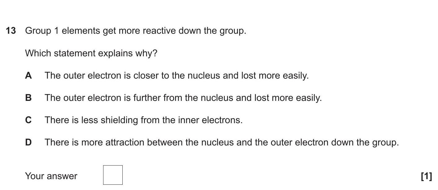 GCSE OCR Gateway Chemistry 1.1 Simple Model of the Atom: Group 1 ...