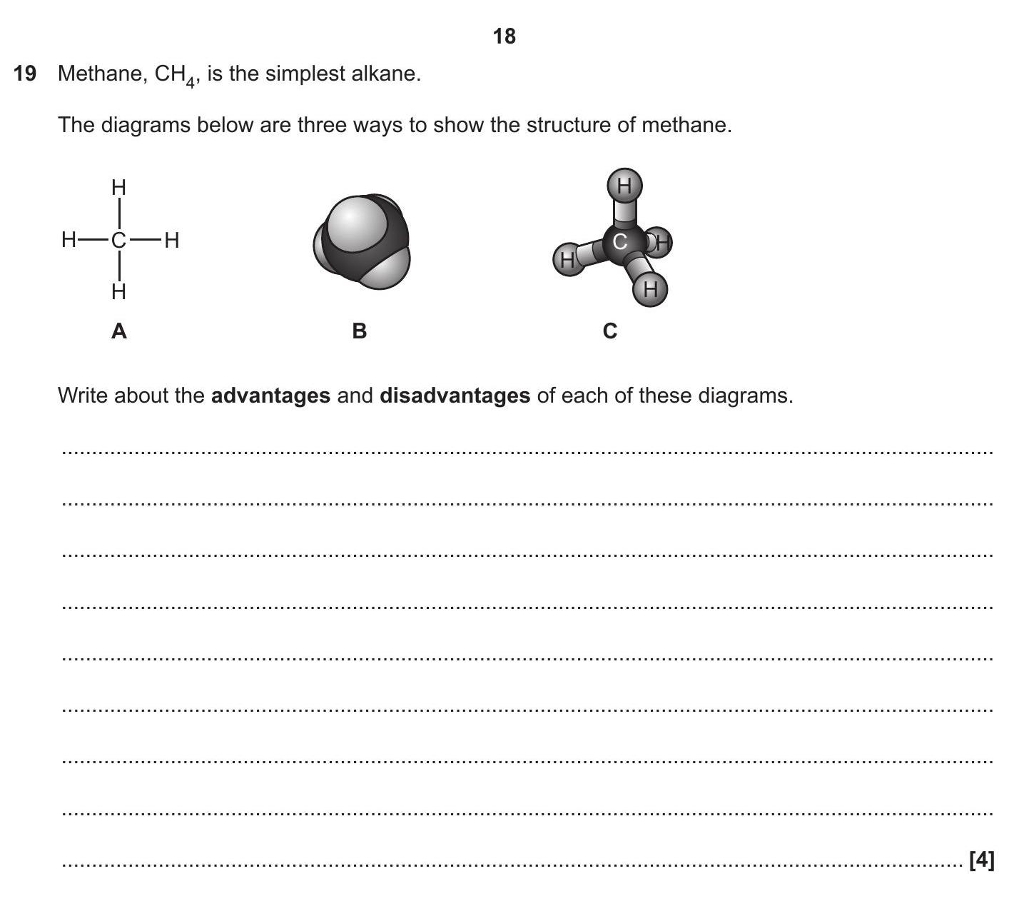 Methane,-CH₄,-is-the-simplest-alkane-OCR Gateway-GCSE Chemistry Combined Science-Question 19-2018-Paper 1.png