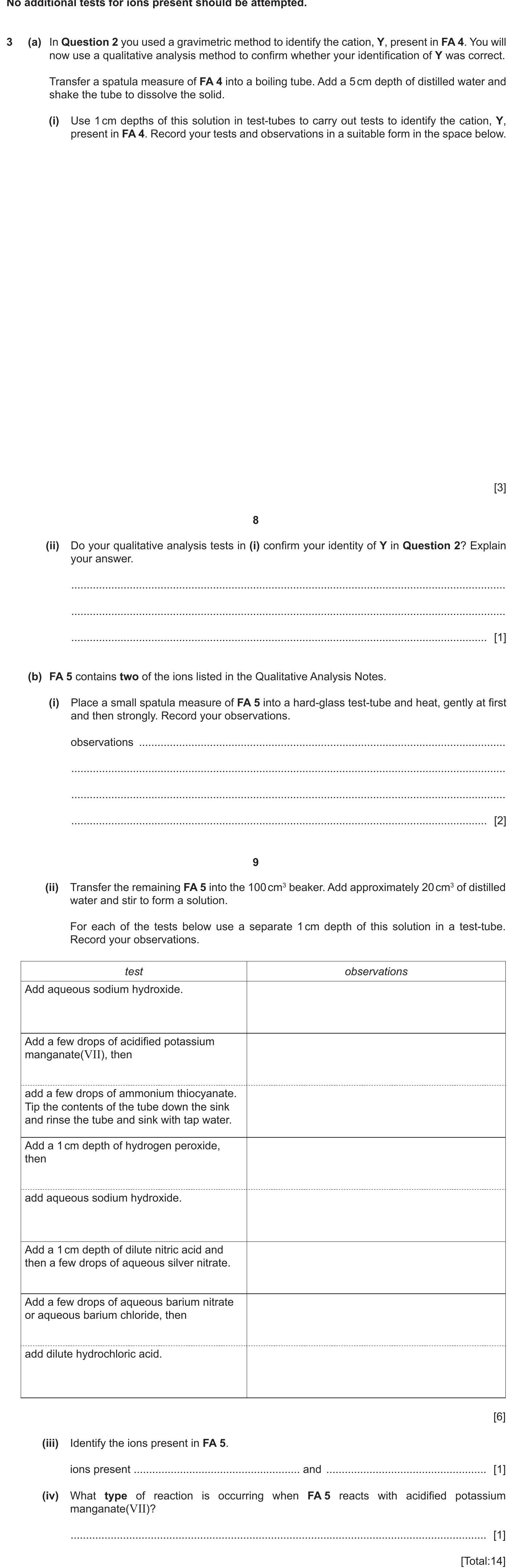 A-Level CIE Chemistry 8.2 Inorganic Chemistry Practicals (A Level only ...
